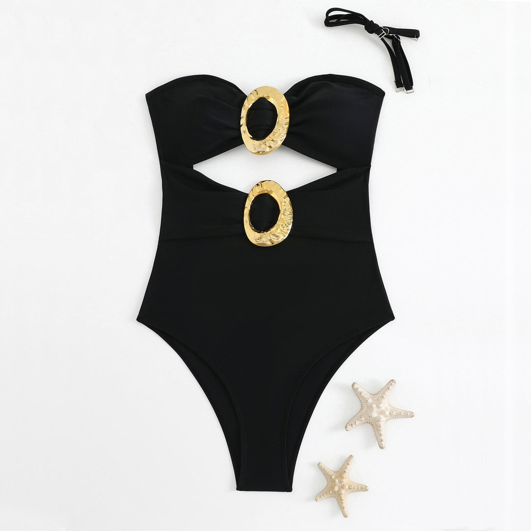 Women's high-quality and stylish underwire swimsuit with gold accents StylebySassy
