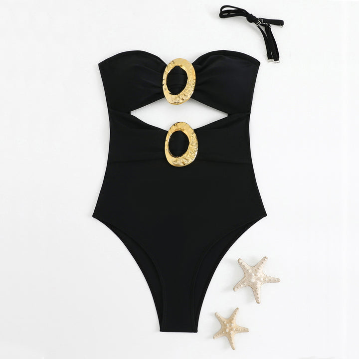 Women's high-quality and stylish underwire swimsuit with gold accents StylebySassy