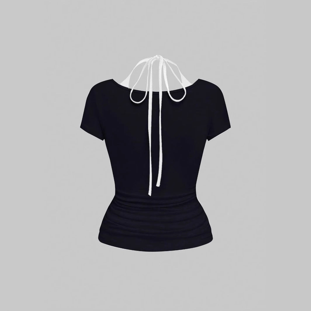 Ladies creative graphic T-shirt with seductive back neckline StylebySassy