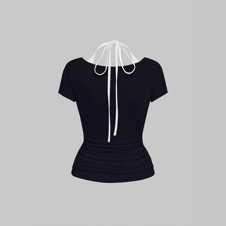 Ladies creative graphic T-shirt with seductive back neckline StylebySassy