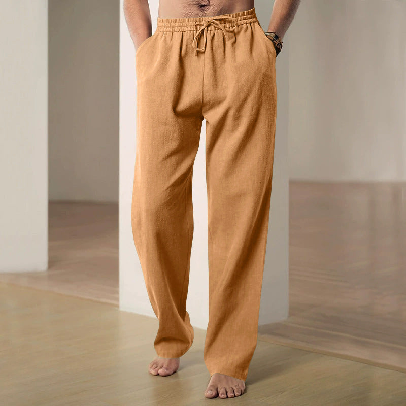 Men's casual linen-cotton pants with elastic waistband and drawstring StylebySassy