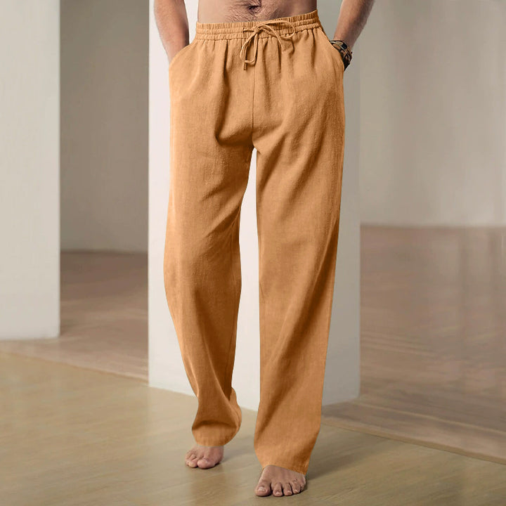 Men's casual linen-cotton pants with elastic waistband and drawstring StylebySassy