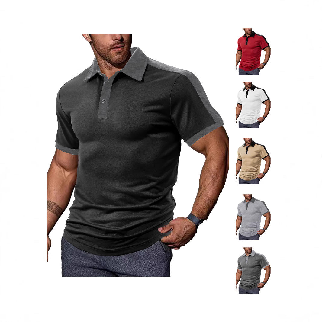Men's fitted contrast polo shirt with shoulder yoke and shirt collar StylebySassy