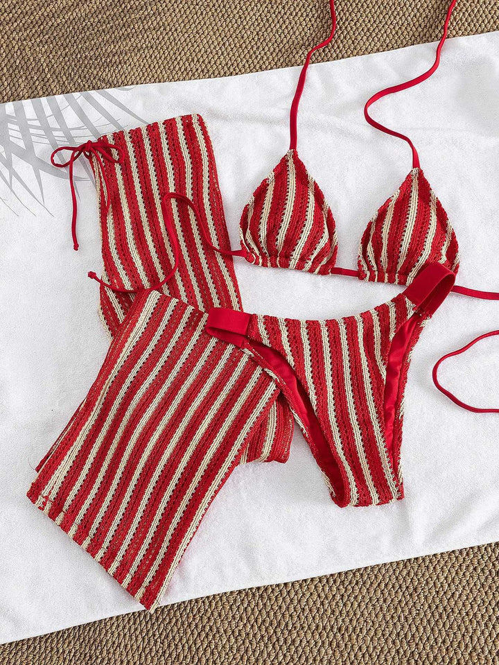 Ladies triangle bikini set with stylish wrap towel StylebySassy