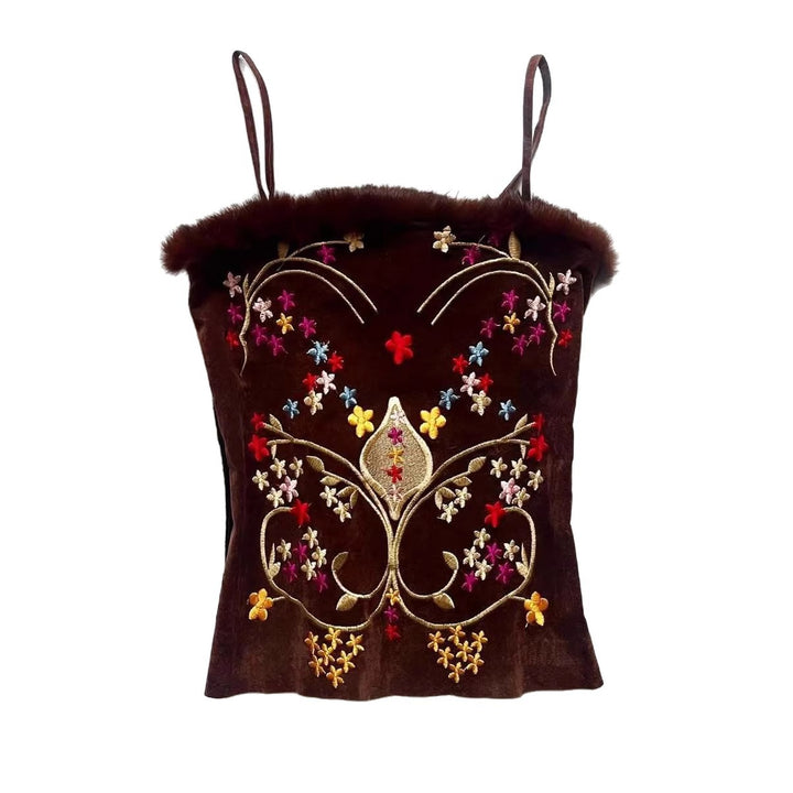 Ladies Velvet Blouse Top with Floral Embroidery StylebySassy