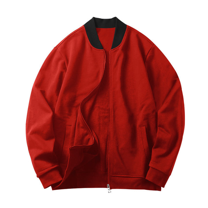 Men's sporty-elegant sweat jacket in bomber style with contrast collar and two-way zipper StylebySassy