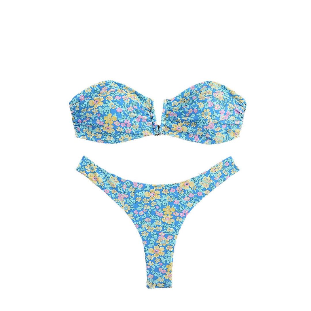 Women’s bandeau bikini with floral design and elegant closure StylebySassy