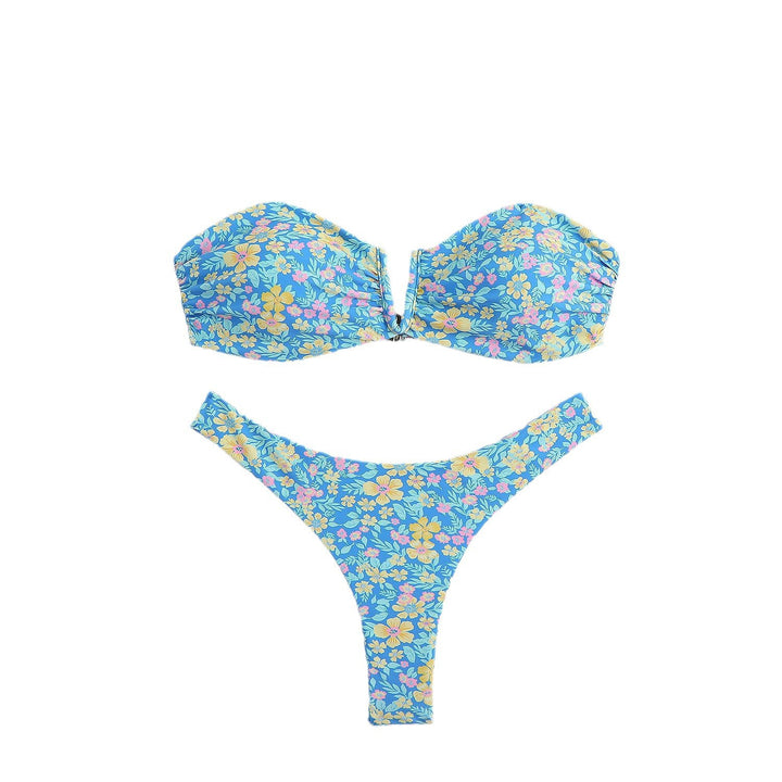 Women’s bandeau bikini with floral design and elegant closure StylebySassy