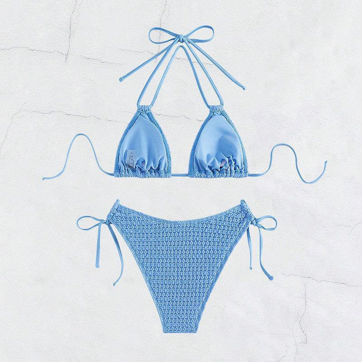 Women Triangle Bikini with adjustable ties and trendy crochet design StylebySassy