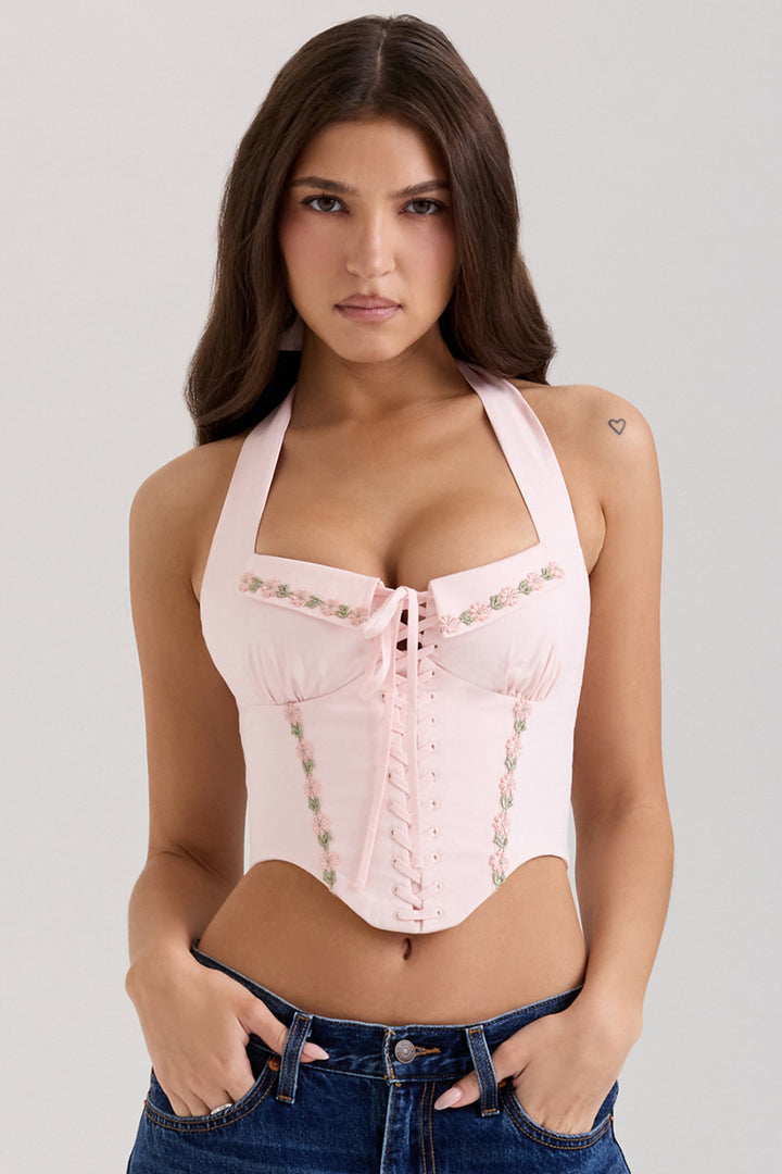 Women's Sexy Corset Top with Floral Accents StylebySassy