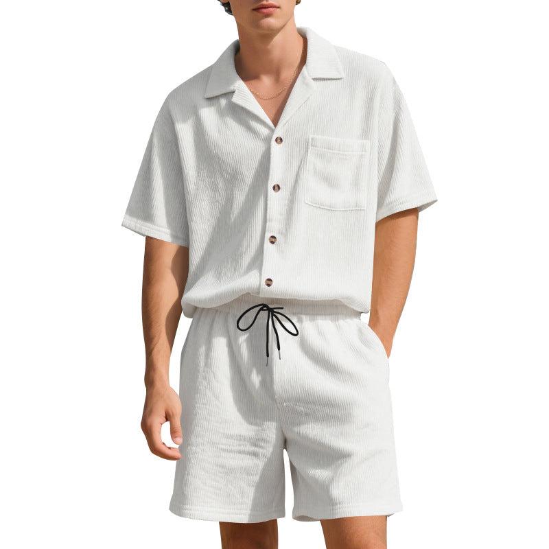 Men's vacation set with open shirt with Cuban collar and drawstring Bermuda StylebySassy