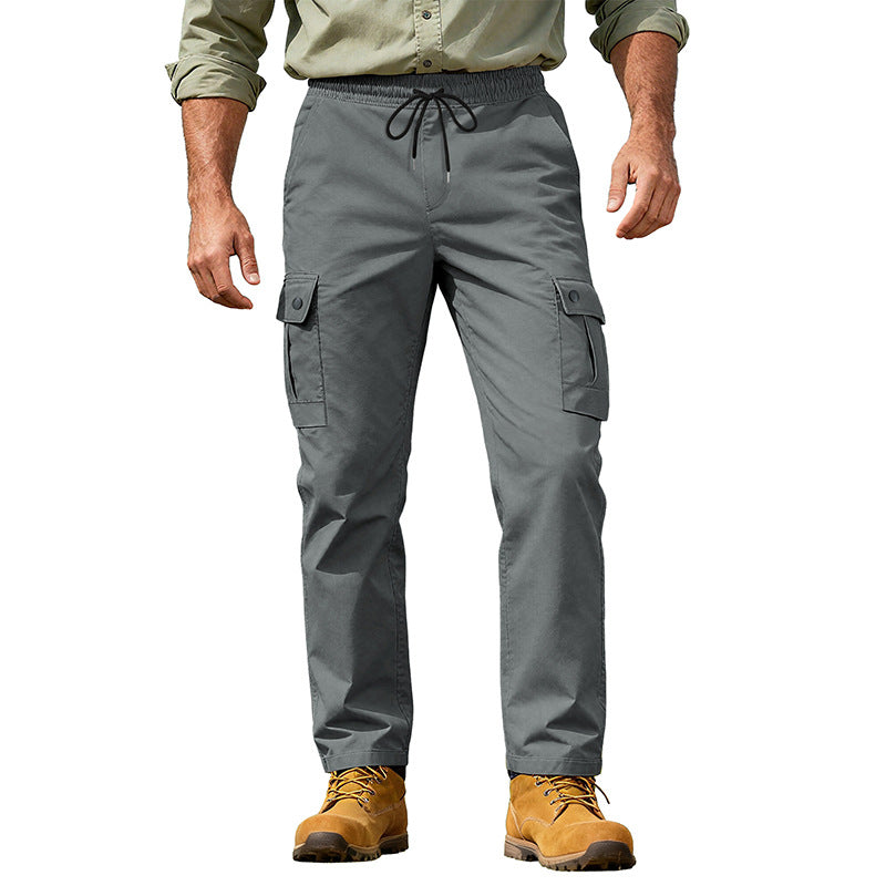 Men's robust leisure cargo pants with elastic waistband drawstring and multiple pockets StylebySassy