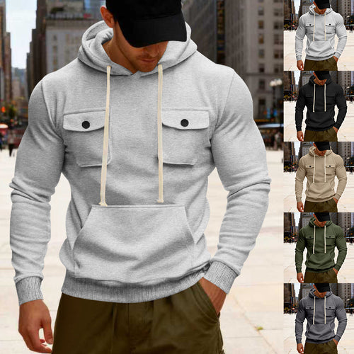 Men's urban hoodie with chest flaps, kangaroo pocket, and athletic fit StylebySassy