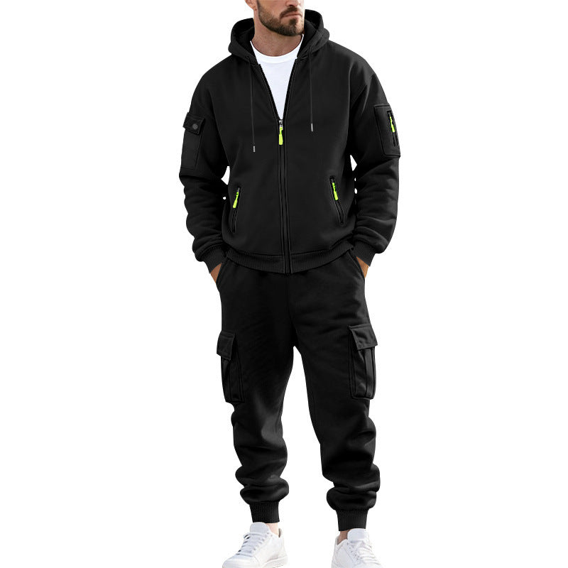 Men's nano urban functional cargo sweat set with hoodie, zippered pockets, and tapered cargo jogger StylebySassy