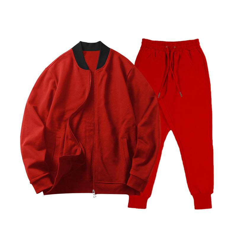 Men's casually cut sweat set with zip bomber jacket and tapered jogging pants made of soft cotton fleece StylebySassy