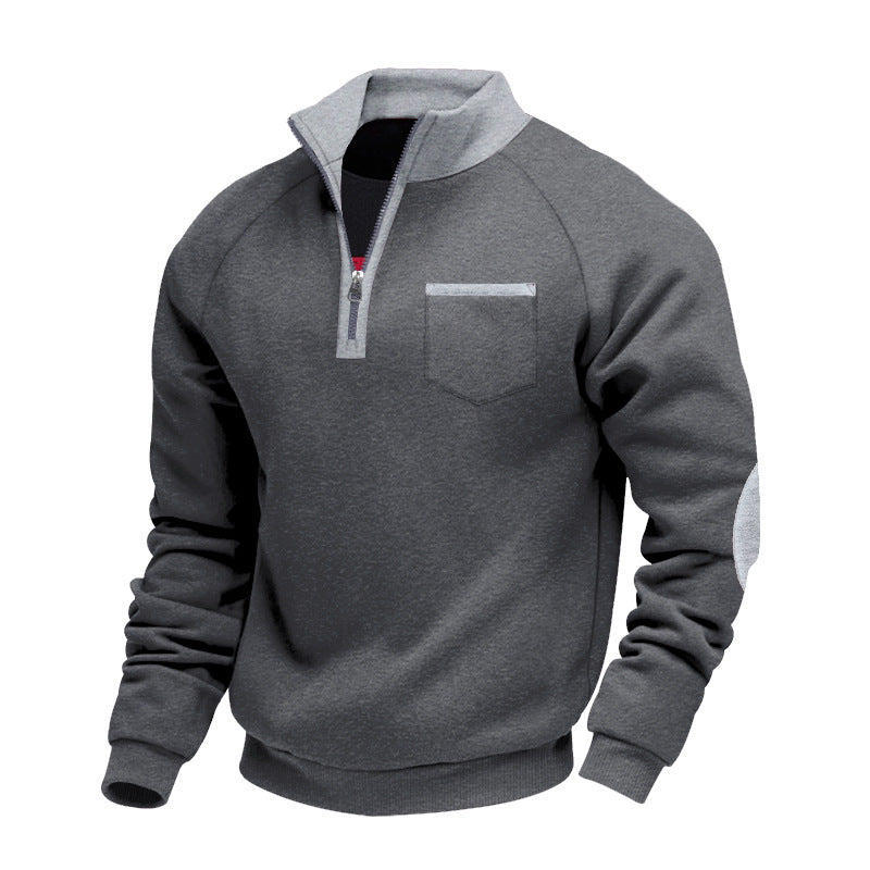 Men's Nano Fleece Half-Zip Pullover with Chest Pocket and Elbow Patches StylebySassy