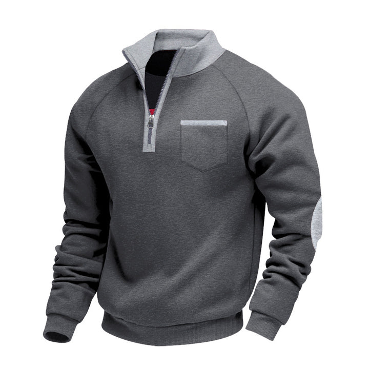 Men's Nano Fleece Half-Zip Pullover with Chest Pocket and Elbow Patches StylebySassy