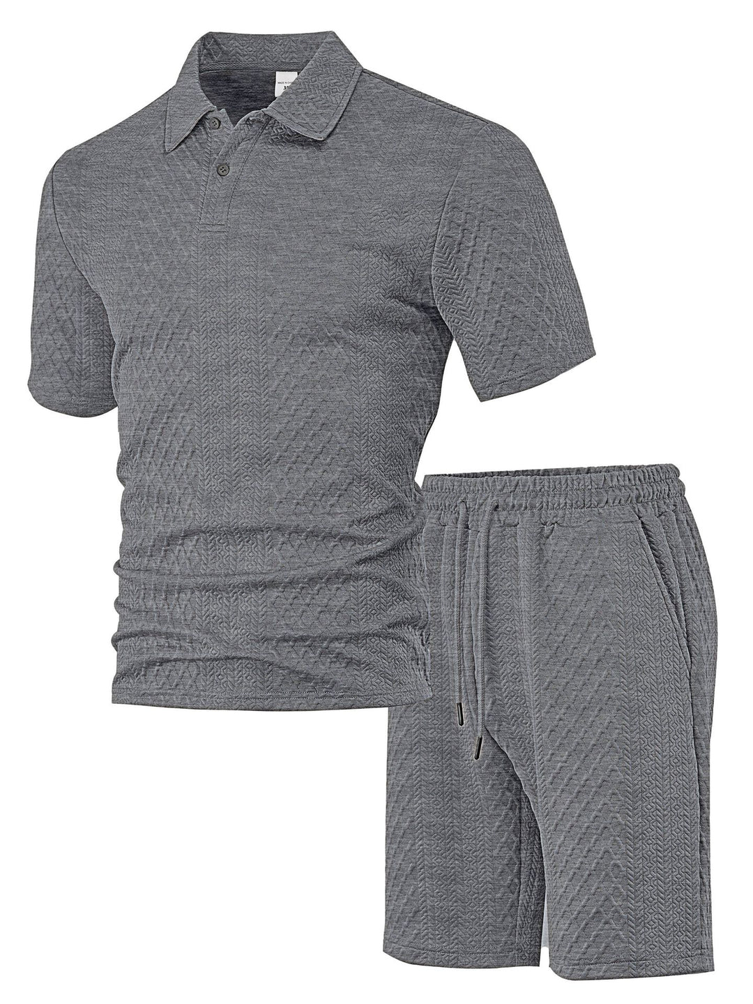 Men's structured polo shirt and bermuda shorts set made of quilted cotton blend StylebySassy