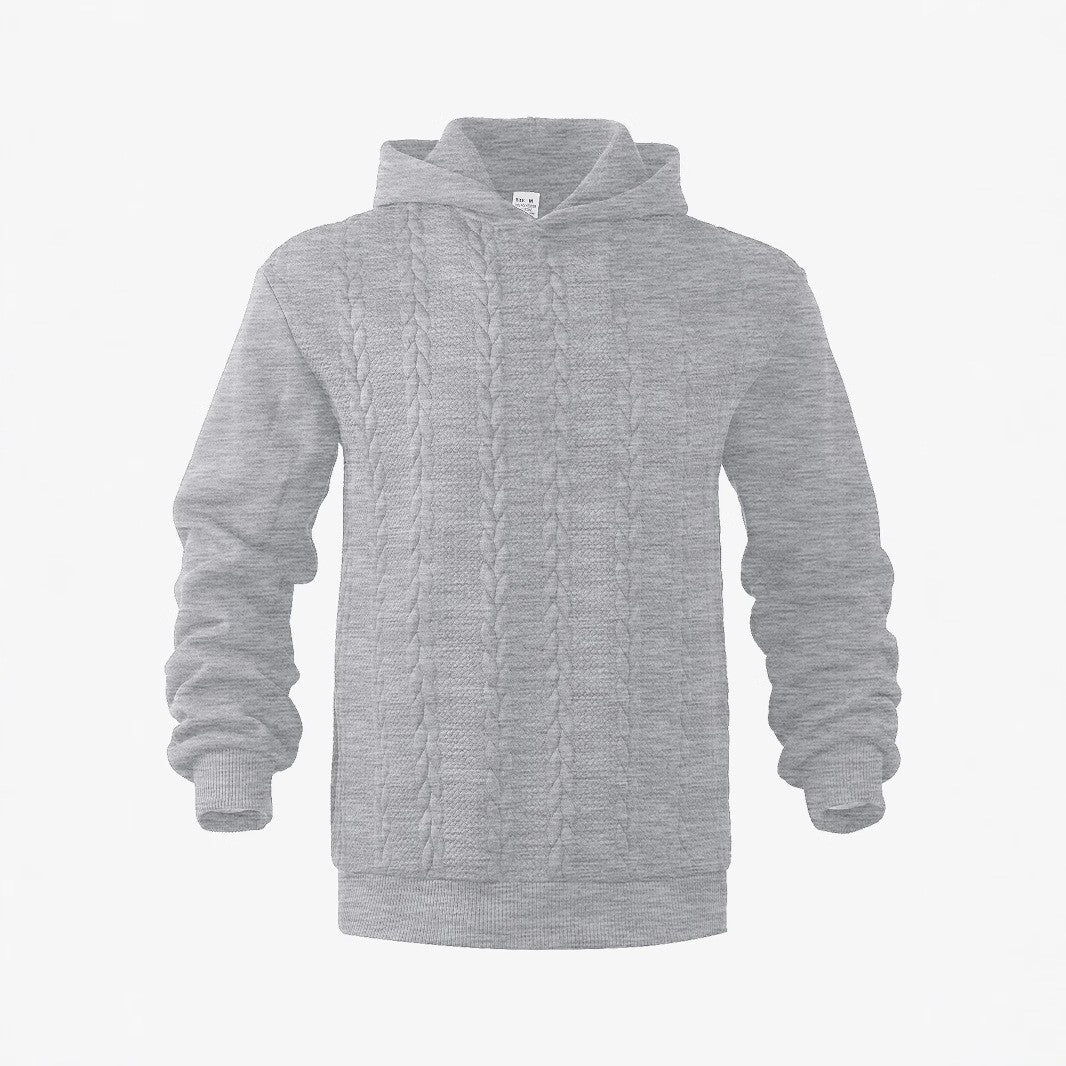 Men's knitted look hoodie with cable pattern and ribbed hem StylebySassy