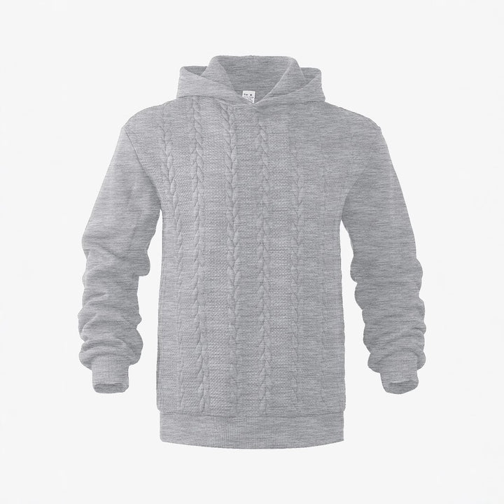 Men's knitted look hoodie with cable pattern and ribbed hem StylebySassy