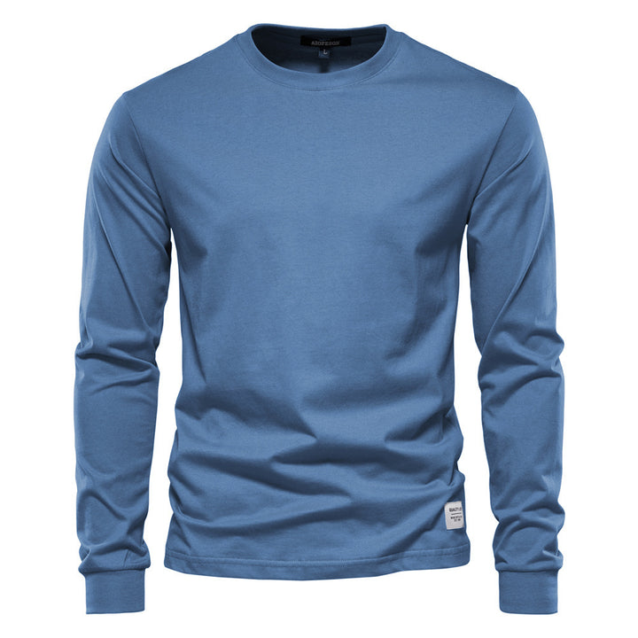 Men's classic long-sleeved cotton shirt with round neck and elastic cuffs StylebySassy