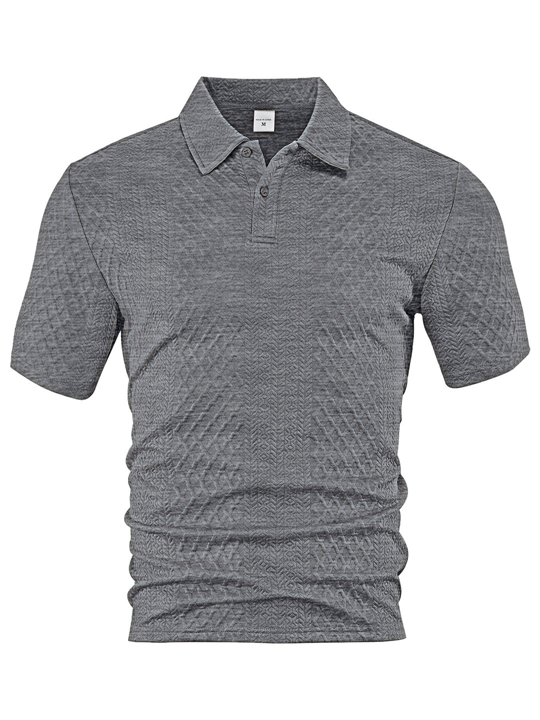 Men's textured jacquard polo shirt short sleeves slim fit with polo collar StylebySassy