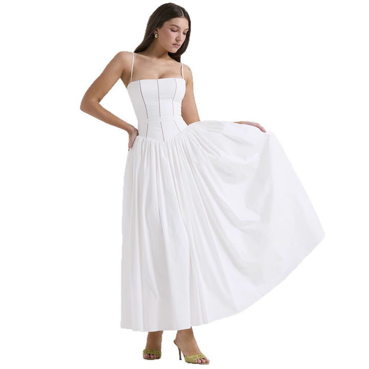 Ladies nan fitted maxi dress with corset top and fine spaghetti straps StylebySassy