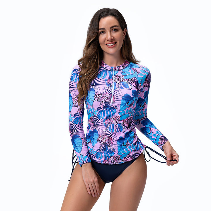 Women's Sporty Long Sleeve Rashguard with Floral Pattern StylebySassy