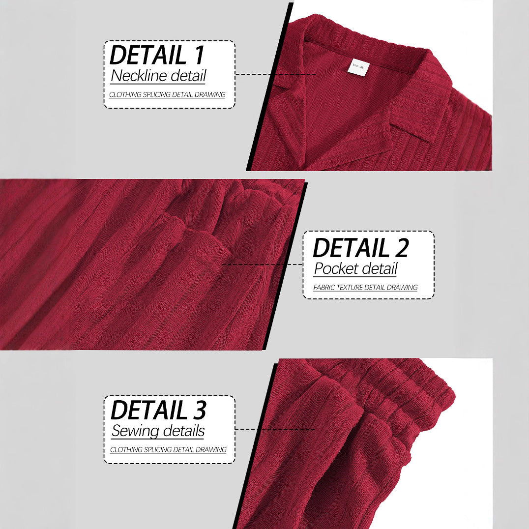Men's ribbed knit lounge set with lapel collar short-sleeve shirt and comfort bermuda StylebySassy