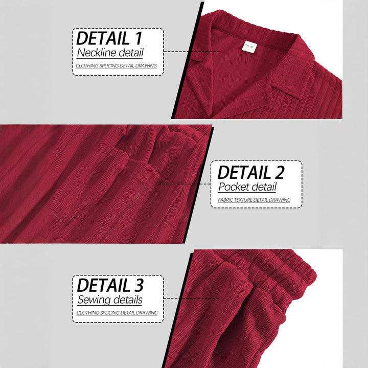 Men's ribbed knit lounge set with lapel collar short-sleeve shirt and comfort bermuda StylebySassy