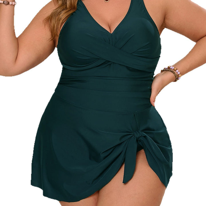 Women Wrap Swimsuit with V-neck and Side Knot StylebySassy