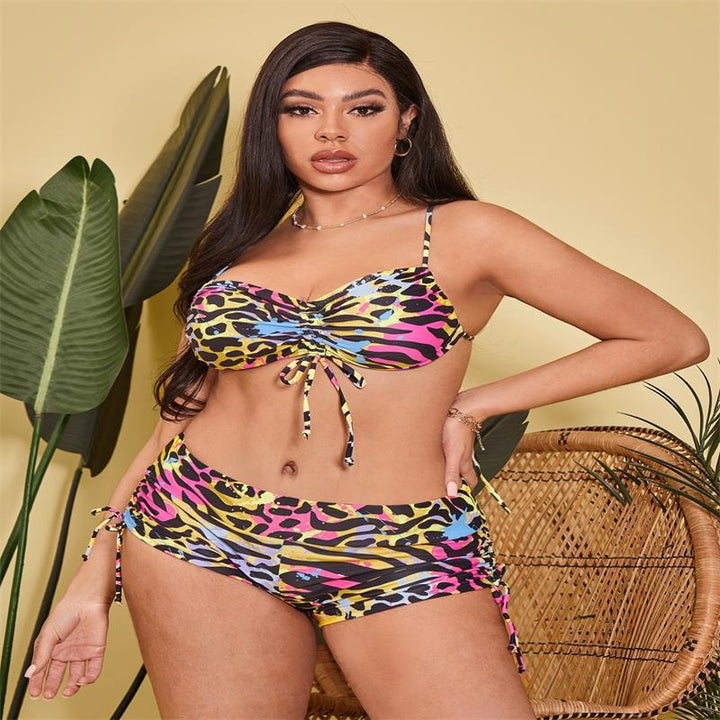 Ladies bikini set with intricate lacing and animal print StylebySassy