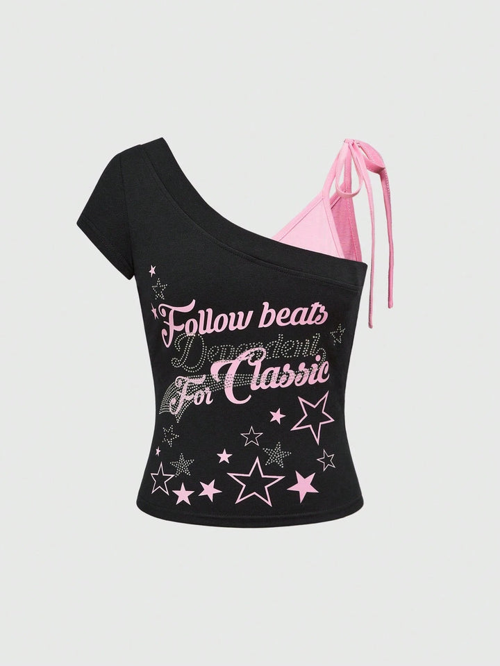 Women's Trendy Off-Shoulder Top with Impressive Graphic Design StylebySassy