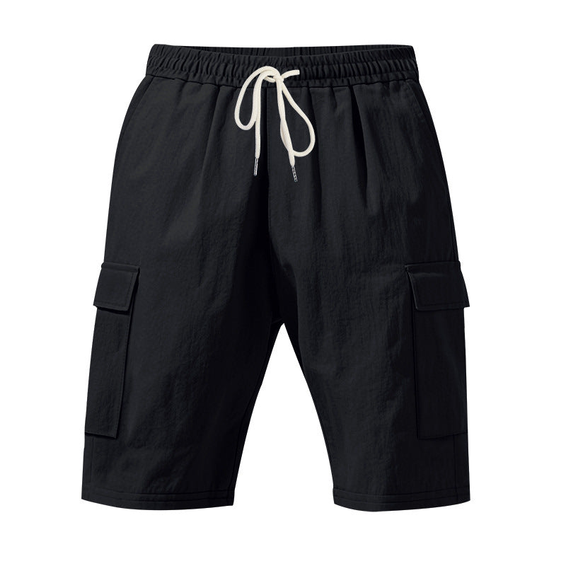 Men's travel and outdoor bermuda shorts with elastic drawstring waistband, security inner pocket and front flap pockets StylebySassy