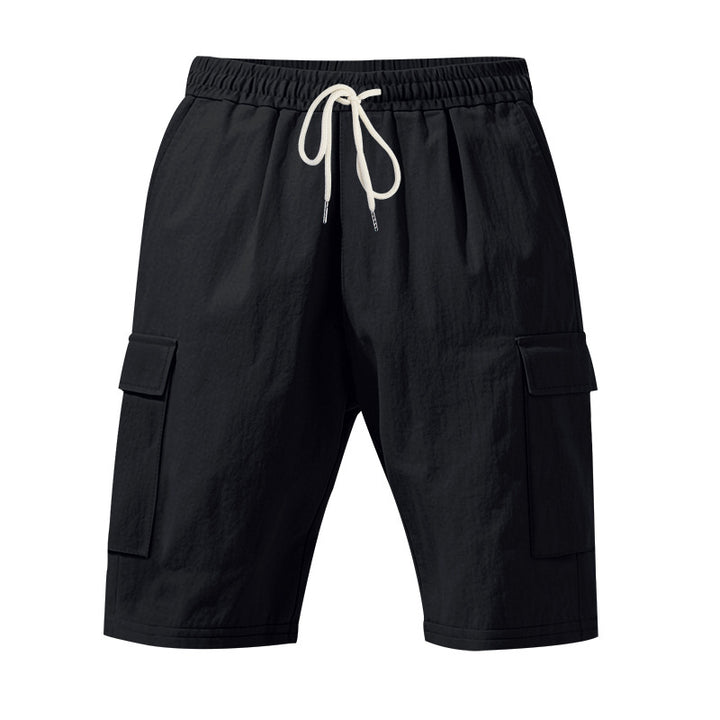 Men's travel and outdoor bermuda shorts with elastic drawstring waistband, security inner pocket and front flap pockets StylebySassy