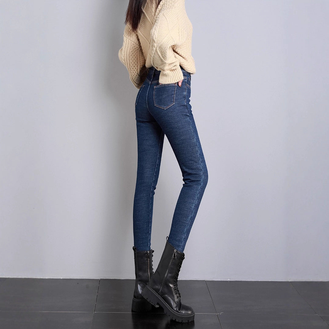 Women's high-rise skinny jeans with shaping stretch waistband and narrow ankle hem StylebySassy