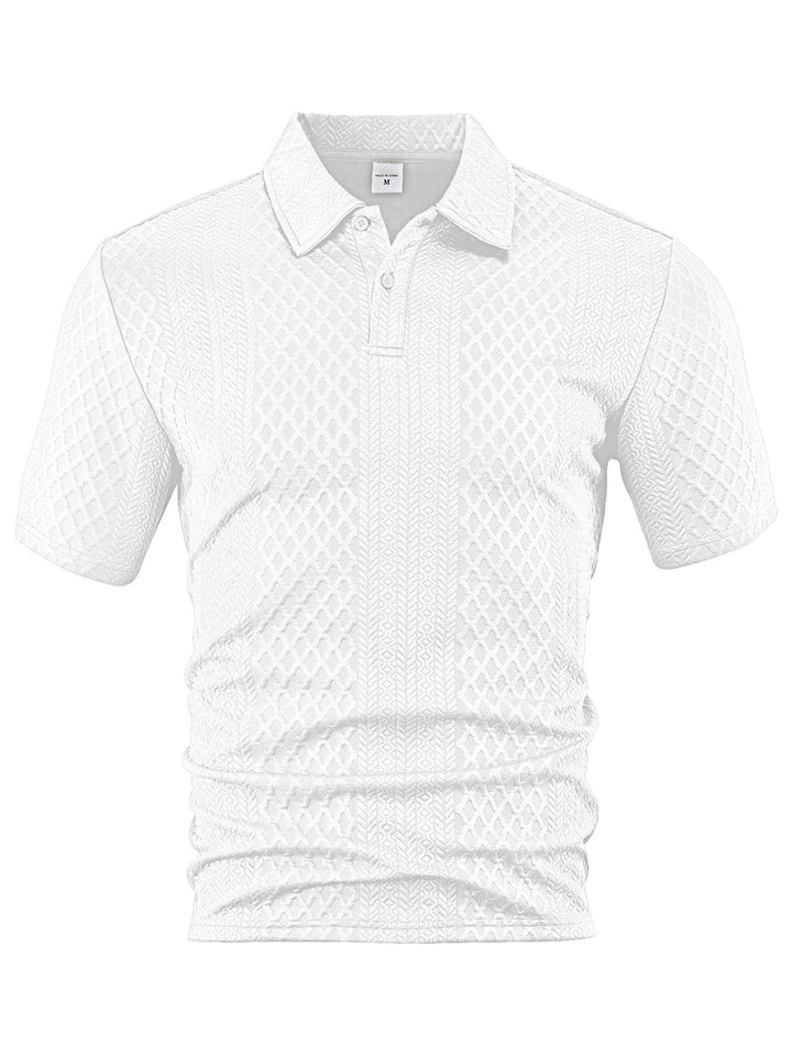 Men's textured jacquard polo shirt short sleeves slim fit with polo collar StylebySassy