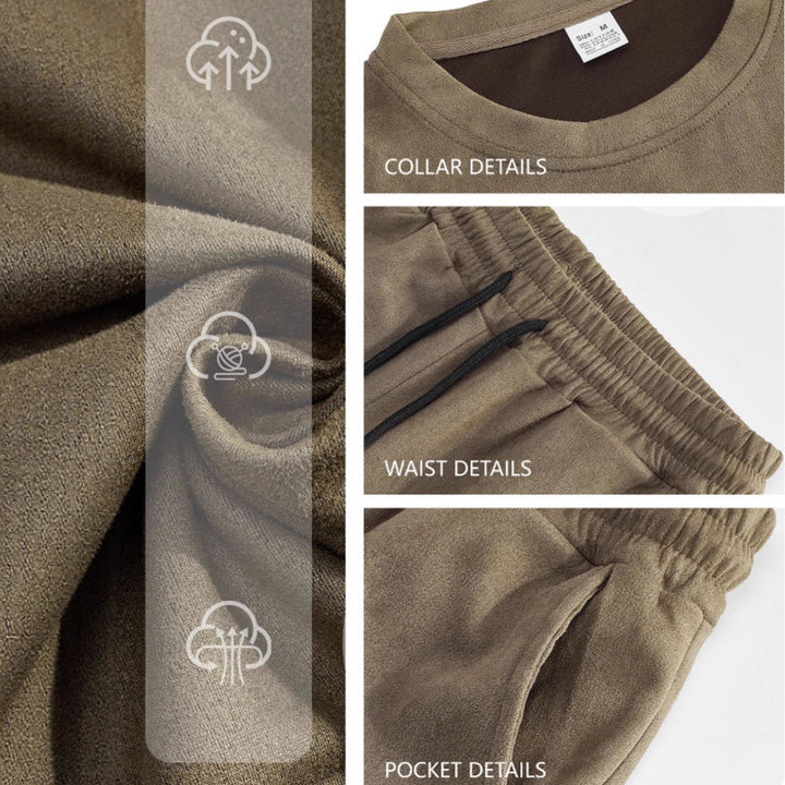 Men's velour lounge set with round neck short sleeve shirt and drawstring shorts StylebySassy