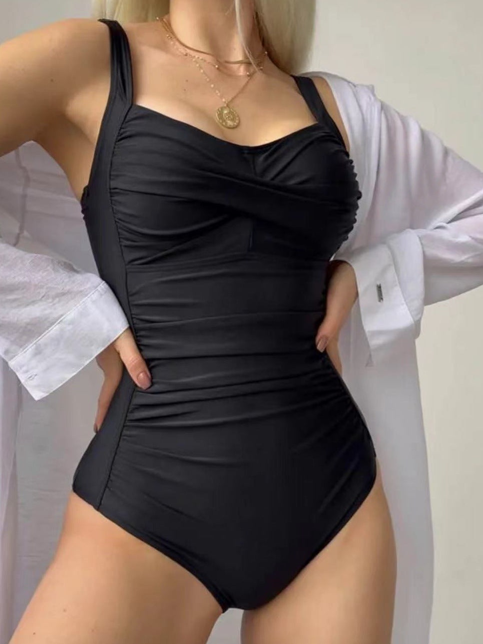 Women's One-Piece Swimsuit with Elegant Ruffle Design StylebySassy