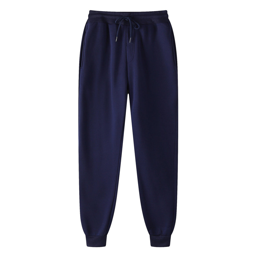 Men's straight-cut sweatpants made of mottled cotton blend with elastic waistband, drawstring, and side pockets StylebySassy
