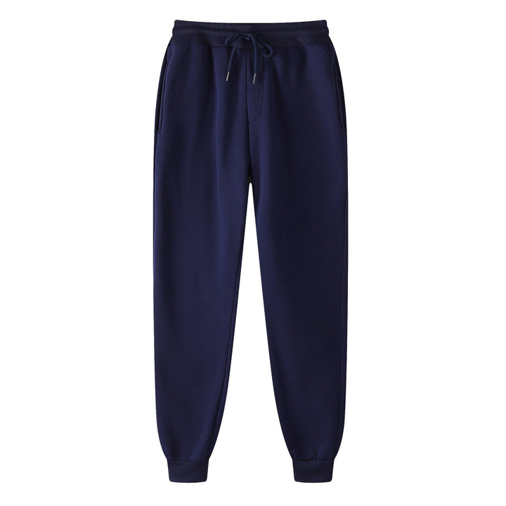 Men's straight-cut sweatpants made of mottled cotton blend with elastic waistband, drawstring, and side pockets StylebySassy