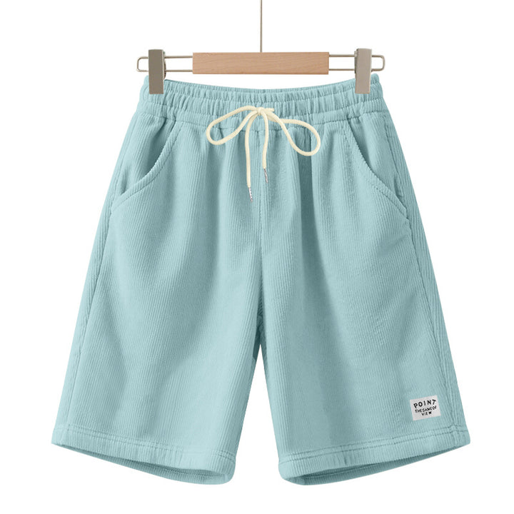 Men's knee-length lounge shorts in ribbed structure jersey with elastic drawstring waistband and patch pockets StylebySassy