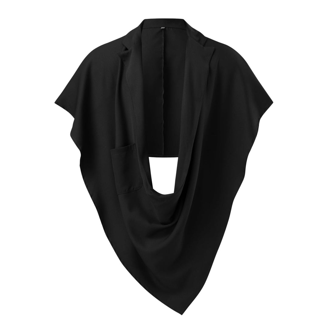 Women's Cape Blazer with shawl collar, open front, patch pocket, and pointed hem StylebySassy
