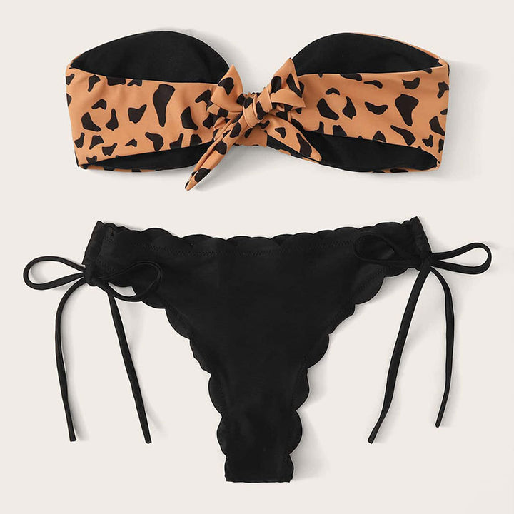 Women's bandeau bikini set with fashionable animal print and adjustable straps StylebySassy