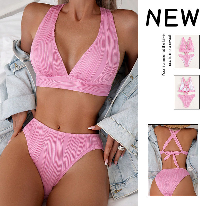 Women's bikini set with high waistband and elegant folds StylebySassy