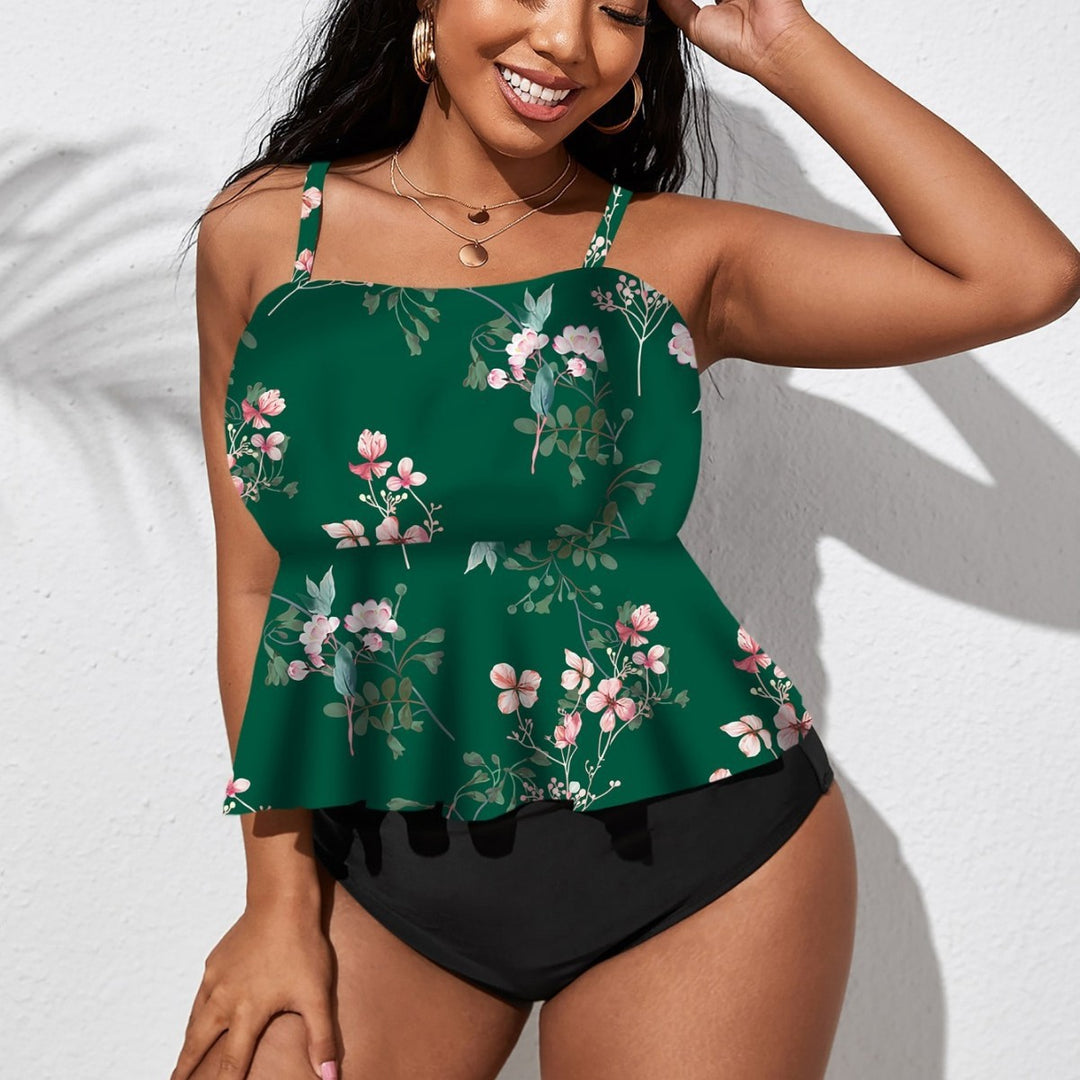 Women's tankini with flared skirt and floral design StylebySassy