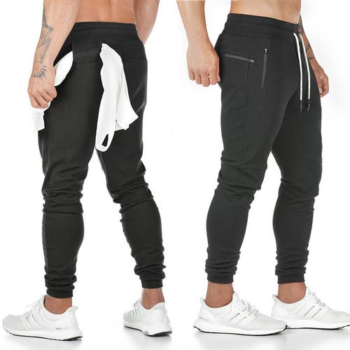 Men's narrow-cut joggers with ribbed waistband, zip pocket, and knee darts StylebySassy