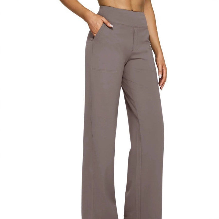 Women's flowing high-waist pants with extra wide leg, elastic comfort waistband and side pockets StylebySassy
