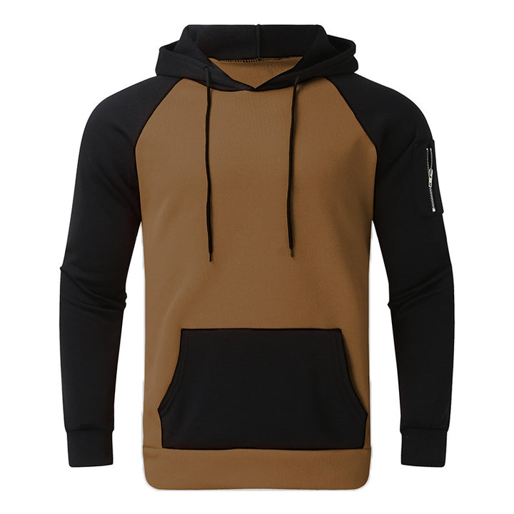 Men's raglan hoodie made of cotton blend with kangaroo pocket, sleeve pocket, and hood drawstring StylebySassy