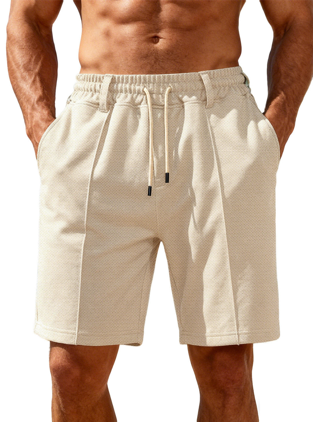 Men's Chino-inspired Relax Shorts with pleats, elastic drawstring and side pockets StylebySassy